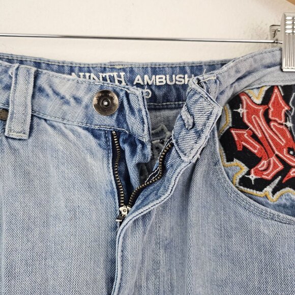 Ninth Hall Ambush Y2K Light Blue Wash Jeans Dragon Baggy Wide Leg Skater 30βX27β - Picture 10 of 16